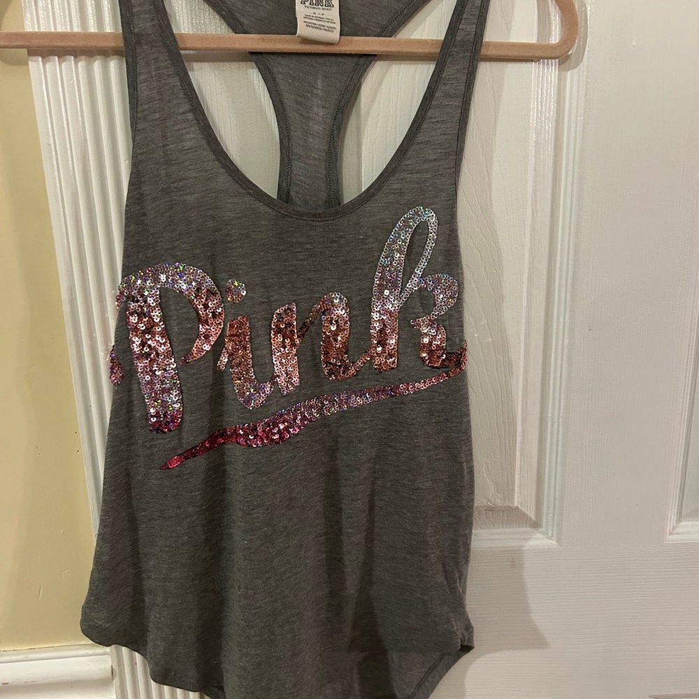 PINK Victoria's Secret Racerback Tank with gorgeous Ombré Bling Small